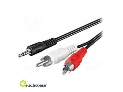  Kabelis | RCA spraudnis x2, JACK 3,5 mm 3 kontaktu spraudnis | 1,5 m | melns