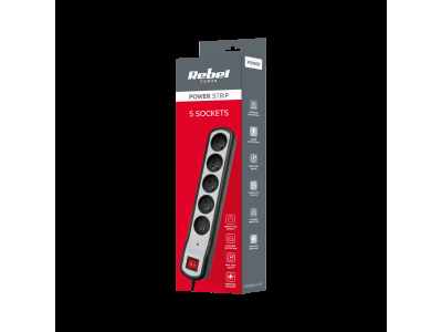 REBEL ™ Elektrības Pagarinātājs 5 kontaktligzdas ar slēdzi 5m | 3x1.5 mm
