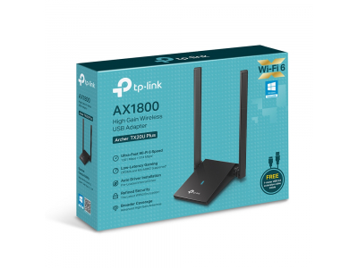 TP-LINK WiFi 6 USB adapteris | AX1800 | 1201 Mb/s 5GHz + 574 Mb/s 2.4GHz | Divas Antenas | Archer TX20U Plus
