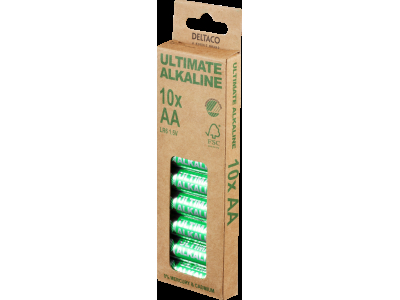 DELTACO AA LR6 baterijas 1.5V Deltaco Ultimate Alkaline iepakojumā 10 gb.