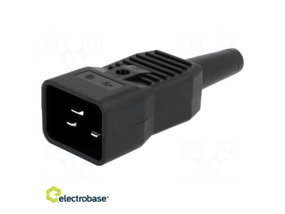  Connector: AC supply; plug; male; 16A; 250VAC; IEC 60320; C20 (I)