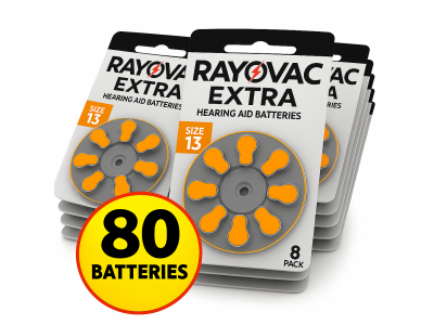 RAYOVAC 80 gab. SUPER EKONOMISKAIS Komplekts Dzirdes aparāta baterijas | Izmērs 13 | Advanced Zn-Air PR48
