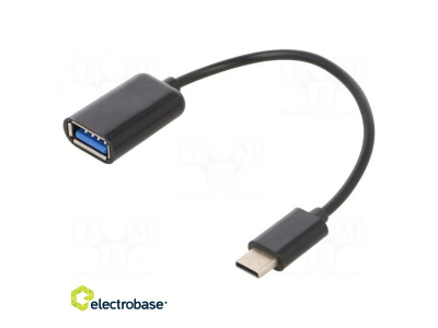  Cable; OTG,USB 2.0; USB A socket,USB C plug; 0.2m; black; bag