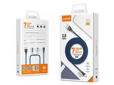  Izturīgs USB-C- USB ātrās uzlādes kabelis ar LED indikāciju | 2m | 2.4A