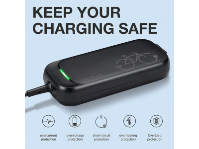 Qoltec ® Ātrais lādētājs e-velosipēdam, elektriskajam skūterim 36V | 42V | 2A | 5.5*2.1 | ūdensizturīgs IP54