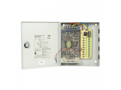 PNI ® CCTV barošanas bloks STC15.2A metāla kastē, 12V 15A 180W, 9 izejas