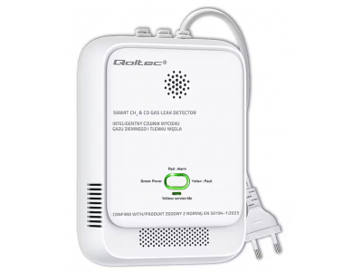 Qoltec ® CO (oglekļa monoksīda) un CH4 (metāna/dabasgāzes) noplūdes detektors ar signalizāciju