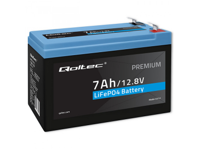 Qoltec ® LiFePO4 litija dzelzs fosfāta akumulators | 12.8V | 7Ah | 89.6Wh | BMS | Qoltec