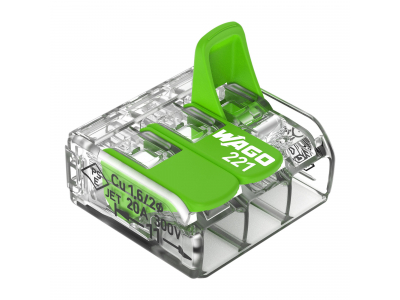 WAGO 3-kontaktu spaile 221-423 ECO 50gb. Fine-stranded conductor : 0.14 … 4 mm² / 24 … 12 AWG