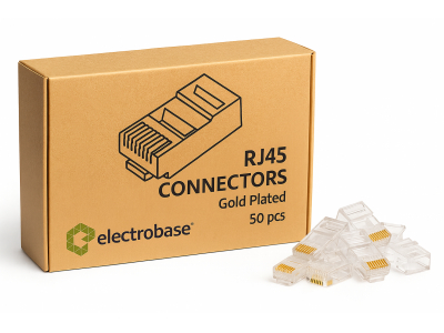 ElectroBase ® Premium RJ45 Cat6 UTP apzeltīti spraudņi | 50 gab. | LAN kabeļu konektori