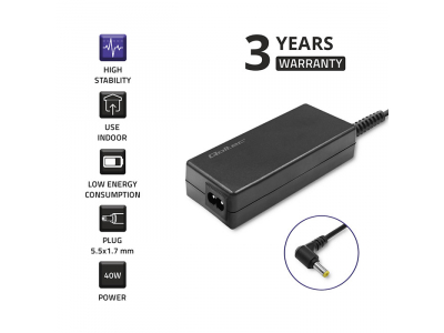 Qoltec ® Barošanas adapteris Acer portatīvajam datoram, 40W | 19V | 2.1A | 5.5×1.7 mm | ar barošanas kabeli
