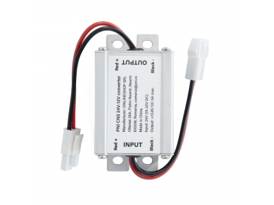 PNI ® Sprieguma pārveidotājs 24V?12V 5A (69W), ieeja 15–32V, izeja 13,8V, izmēri : 85×45×30mm