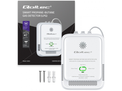 Qoltec ® Sertificēts propāna-butāna (LPG) gāzes noplūdes detektors | 85dB skaņas trauksme | LED indikators