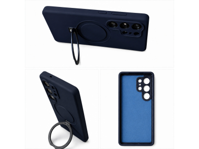 Evelatus Aizmugurējais vāciņš Samsung Galaxy S25 Ultra, ar statīvu, MagSafe, Soft Touch silikons Dark Blue