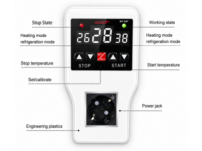 NOYAFA ® Programmējama Kontaktligzda-relejs ar ūdensizturīgu temperatūras sensoru | 2200W | LCD displejs