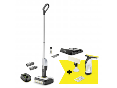 Vacuum Cleaner|KARCHER|FC 2-4 + WV 4-4 Set|Dry&wet|Electric mop|Black/Silver|Bagless|Battery| 2.2 kg|9.791-983.0