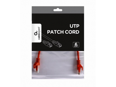 PATCH CABLE CAT6 UTP 0.25M/RED PP6U-0.25M/R GEMBIRD