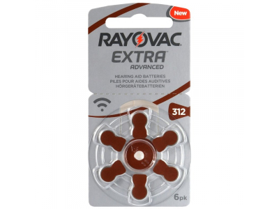 RAYOVAC Dzirdes aparāta baterija | izmērs 312 | 1.45V Rayovac Extra Advanced Zn-Air PR41 iepakojumā 6 gb.