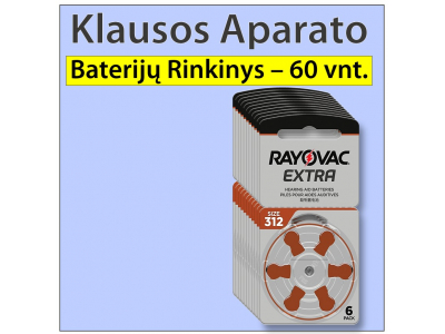 RAYOVAC 60 gab. Ekonomiskais Komplekts Dzirdes aparāta baterijas | izmērs 312 | Extra Advanced Zn-Air PR41