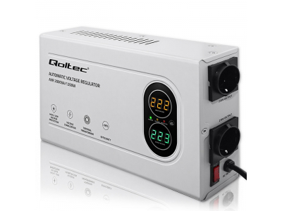 Qoltec ® Automātiskais sprieguma stabilizators AVR 2000VA | 1200W | Kompakts | Toroidālais transformators
