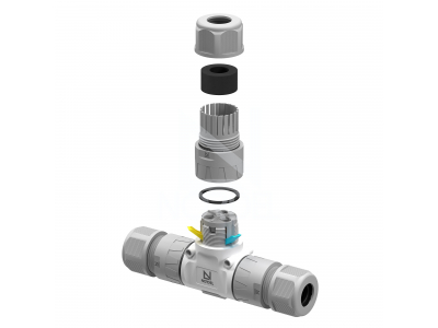 NORDEL™ NLHC hermētiskais savienotājs 0,5–2,5 mm². 3 kontakti. 24A. 450V. ?5–9 / 9–12 mm. IP68