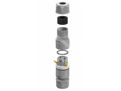 NORDEL™ NLHC hermētiskais savienotājs 0,5–2,5 mm². 3 kontakti. 24A. 450V. ?5–9 / 9–12 mm. IP68