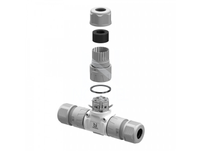 NORDEL™ NLHC hermētiskais savienotājs 0,5–2,5 mm². 5 kontakti. 24A. 450V. ?5–9 / 9–12 / 10–14 mm. IP68