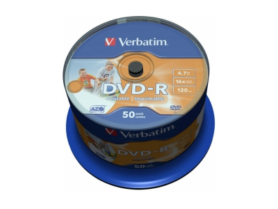 Matricas DVD-R AZO Verbatim 4.7GB 16x Wide Printable non ID,50 Pack Spindle
