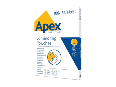 Laminēšanas plēve Fellowes APEX 100gab Glossy A3 LIGHT