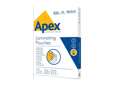 Laminēšanas plēve Fellowes APEX 100gab Glossy A4 Medium