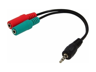 Kabelis Gembird 3.5 mm audio + microphone adapter Black