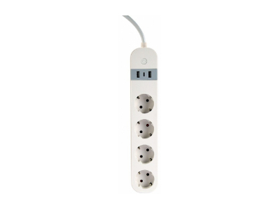 Viedā Rozete Gembird Smart Power Strip with USB Charger 4 Sockets White