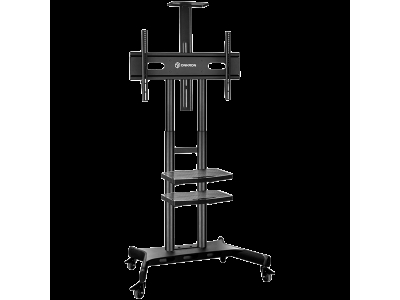 ONKRON Mobile TV Stand for 50-83” TVs with Wheels Shelves Height Adjustable Rolling TV Cart, Black TS1881-B