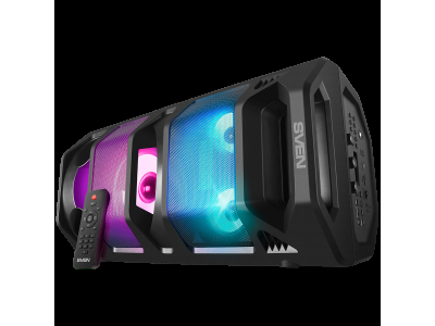 2.0 portable speaker SVEN PS-670, black, power output 2x32.5W (RMS), TWS, Bluetooth, FM, USB, microSD, LED-display, RC, lithium battery SV-020170