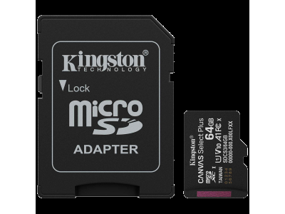 Kingston 64GB microSDXC Canvas Select Plus Gen3 100MB/s A1 Card + Adapter SDCS3/64GB