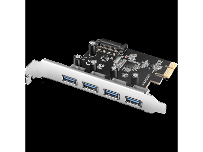 AXAGON PCEU-430RS PCIe card - 4x USB 5Gbps port, SATA power, Renesas PD720201, SP PCEU-430RS