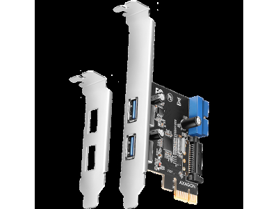 AXAGON PCEU-232RS PCIe card - 2+2x USB 5Gbps port, SATA power, Renesas PD720201, SP & LP PCEU-232RS