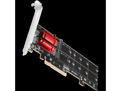 Axagon PCEM2-ND PCIE 2X NVME M.2 CONTROLLERPCI-Express x8 internal controller for connecting two NVMe M.2 SSD disks to a computer. Supports main boards without PCIe Bifurcation. PCEM2-ND