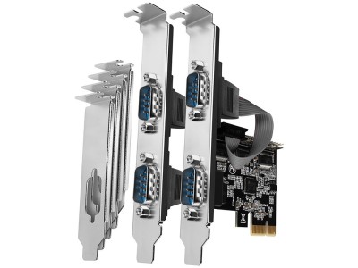 PCI-Express card with four serial ports 250 kbps. ASIX AX99100. Standard & Low profile. PCEA-S4N