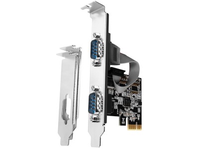 PCI-Express card with two 250 kbps serial ports. ASIX AX99100. Standard & Low Profile. PCEA-S2N