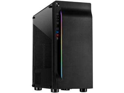 Chassis INTER-TECH A-3411 Creek Gaming Tower, ATX, 1xUSB3.0, 2xUSB2.0, PSU optional, Window side panel, LED light on the front, integrated RGB LED, Black IT-A-3411_CREEK