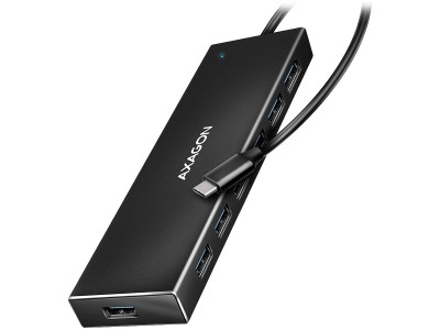 Axagon Seven-port USB 3.2 Gen 1 hub with charging support. Connector for external power supply. USB-C cable 30 cm. HUE-F7C