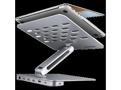 AXAGON HMC-STND ALU stand with HUB 5Gbps, for 10'' - 16'' laptops, adjustable, 3x USB-A, HDMI 4K/60Hz, GLAN, PD 100W, USB-C input HMC-STND