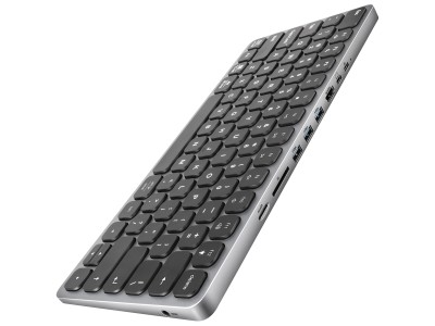 AXAGON HMC-KB keyboard USB-C 5Gbps with HUB, microSD/SD, 3x USB-A, HDMI 4K/60Hz, PD 100W, Audio, US layout HMC-KB-US