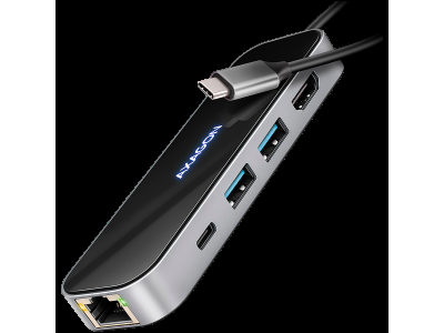AXAGON HMC-6GLN 2x USB-A 5Gbps, 1x USB-C 5Gbps, 4K/60Hz HDMI, RJ-45, USB 3.2 Gen 1 hub, PD 100W, 20cm USB-C cable HMC-6GLN