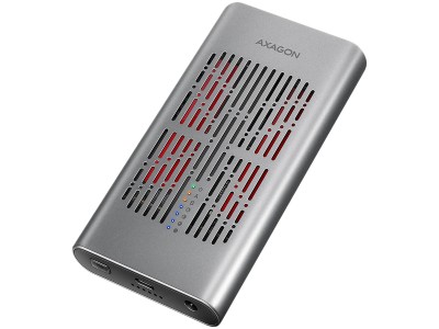 EEM2-20GD USB-C 20Gbps Dual M.2 NVMe SSD CLONE MASTER Enclosure. External USB-C 20Gbps metal box for two M.2 NVMe SSD disks with cloning functionality. EEM2-20GD