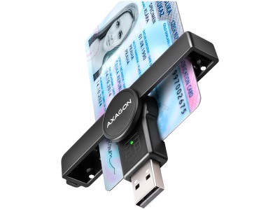 Axagon Foldable pocket USB-A contact Smart / ID card reader. CRE-SMPA