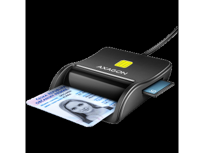 Compact desktop USB contact Smart/ID & SD/microSD/SIM card reader with long USB-A cable. CRE-SM3SD