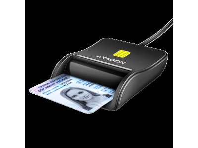 Compact desktop USB contact Smart / ID card reader with long, USB-A cable. CRE-SM3N