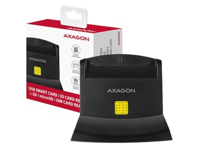 Axagon desktop stand reader Smart card / ID card AXAGON CRE-SM2 with USB 2.0 interface include SD, microSD and SIM card slots. CRE-SM2